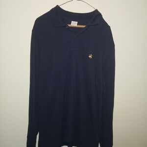 Brooks Brothers Performance Polo Slim Fit Long Sleeve Navy Blue Size Large